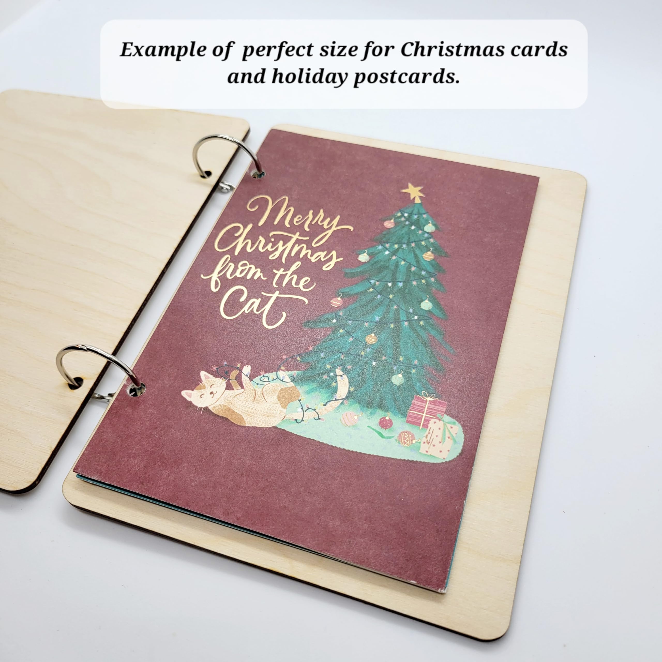 Christmas Card Holder & Organizer - Wooden Holiday Card Keeper for Storage | Personalized Family Name Gift | Perfect for Displaying Christmas Cards Past & Present | Home Décor & Seasonal Display