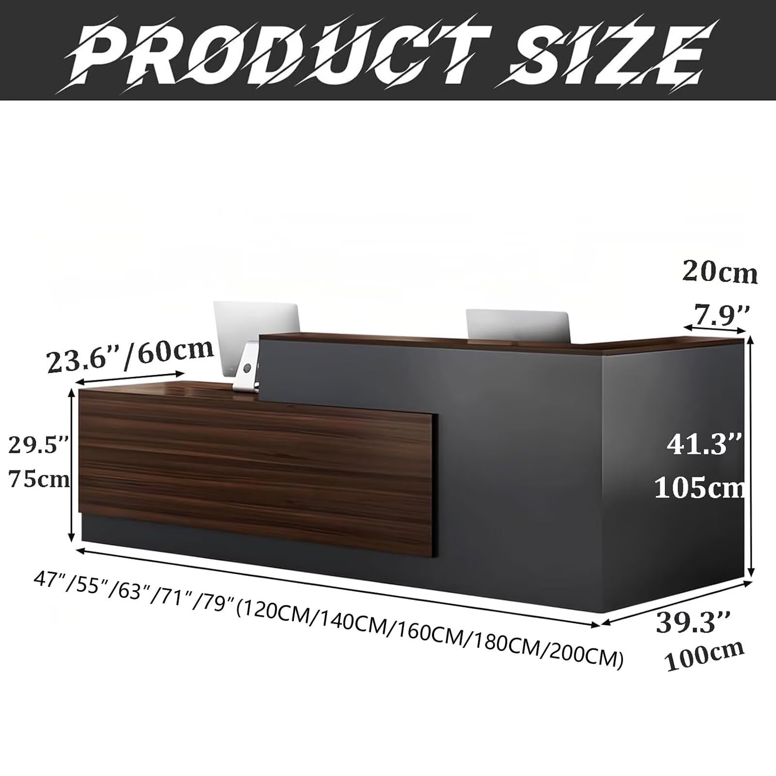 L-Shaped Reception Desk with Lockable Drawers & Keyboard Tray - 63