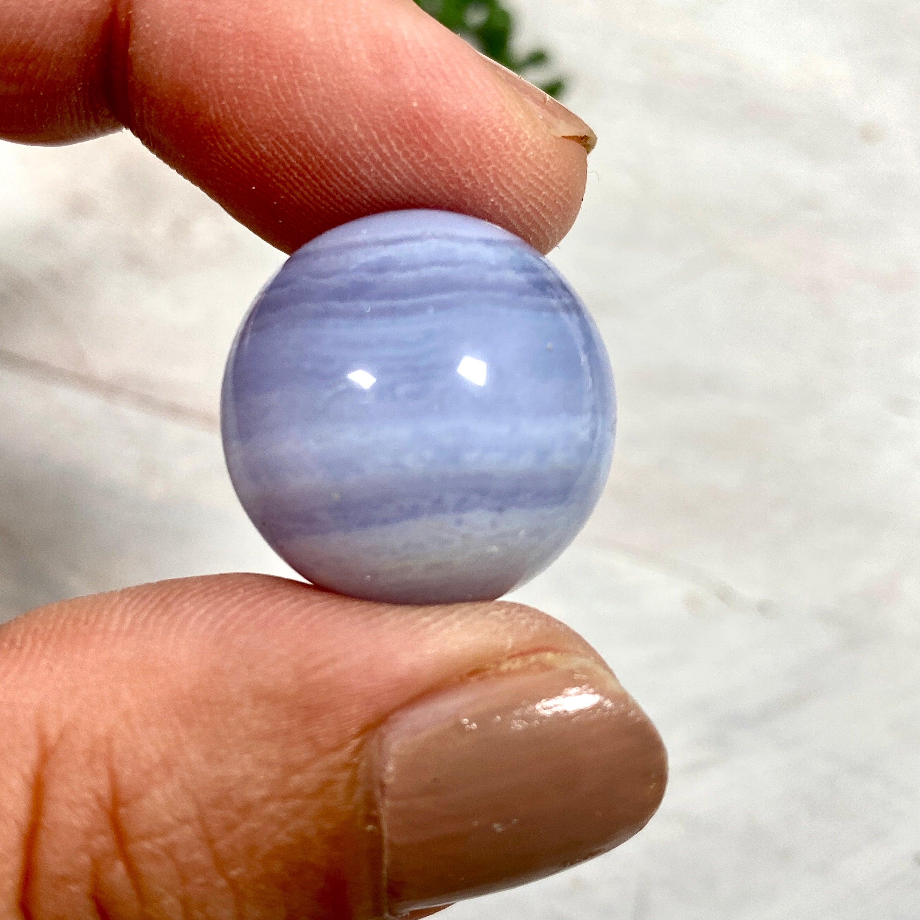 Blue Lace Agate Mini Spheres - Natural Healing Crystal Stones for Meditation, Jewelry Making & Home Decor (BLCE)