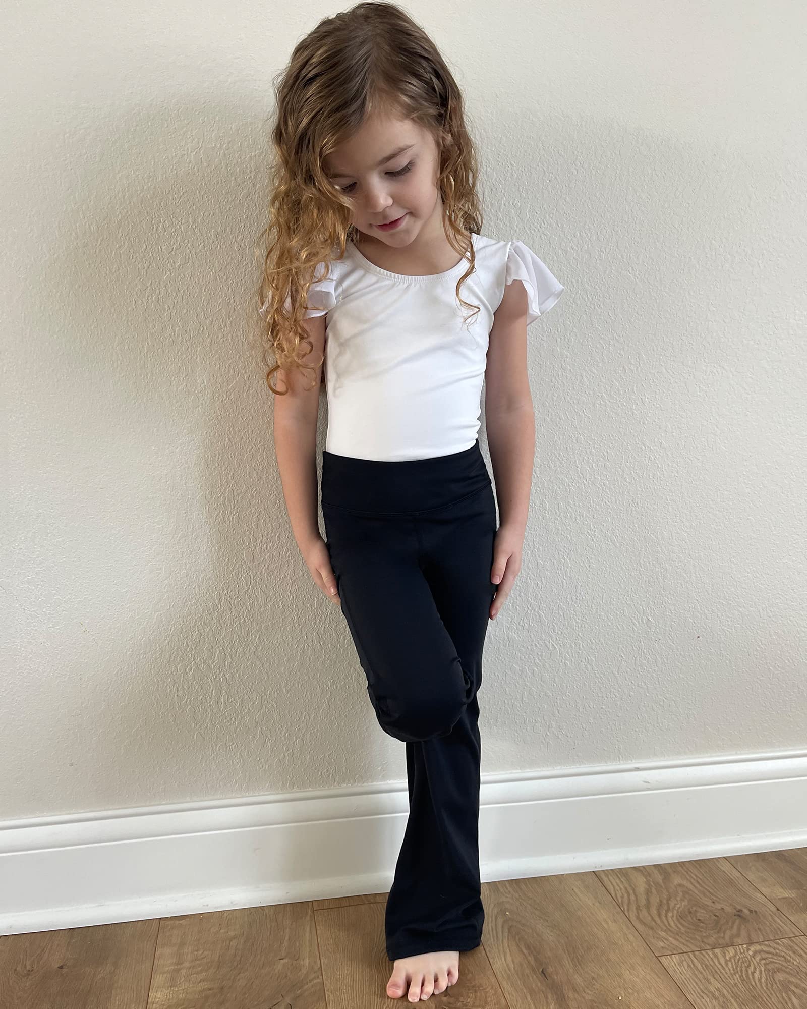 Stelle Girls' High Waisted Bootcut Yoga Pants with Pockets - Flare Leggings for Kids Dance & Bell Bottoms Style - Perfect for Yoga, Dance Class & Casual Wear