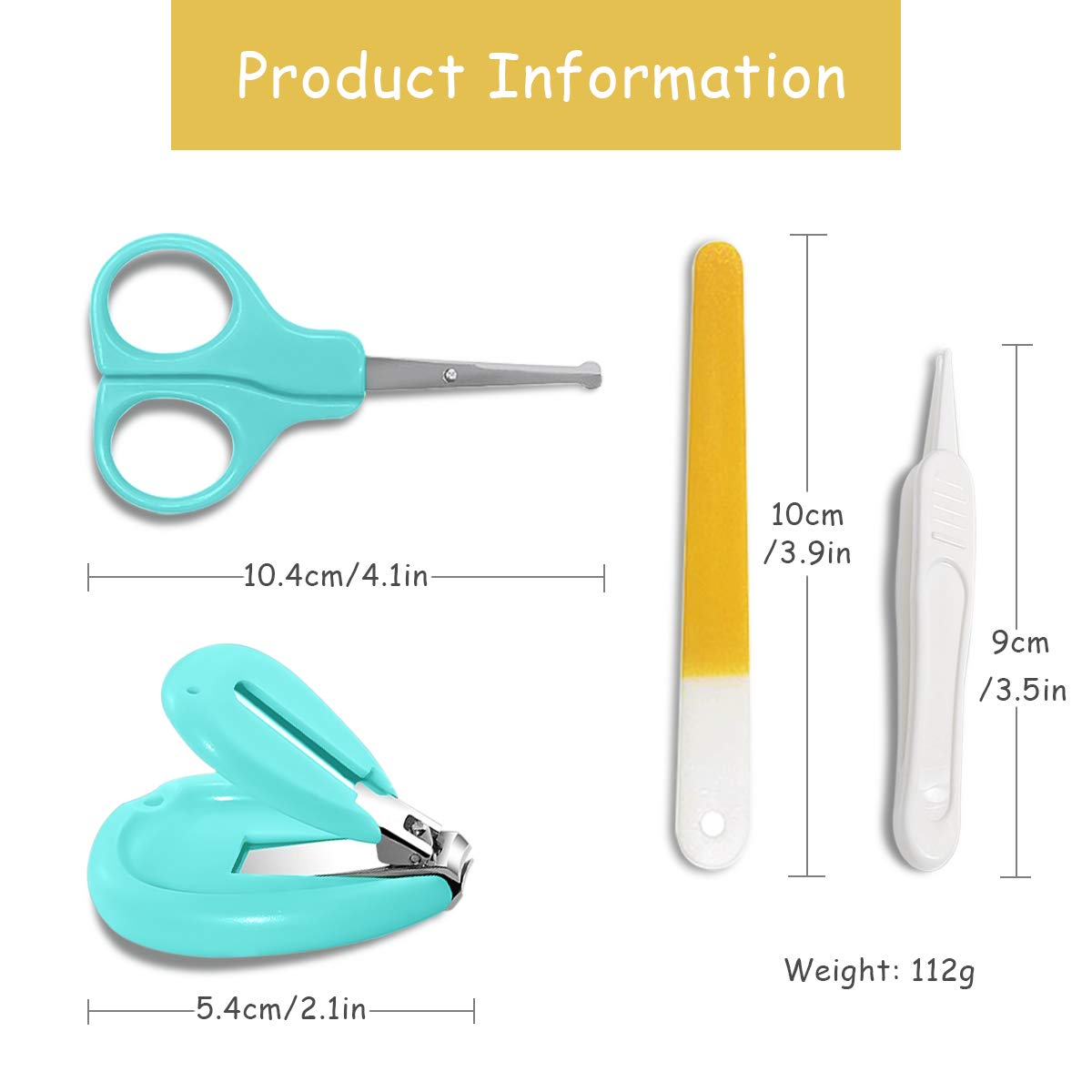 4-in-1 Transparent Lid Baby Nail Care Kit with Nail Clippers, Scissors, Nail File & Tweezers - Safe Grooming Set for Newborns, Infants & Toddlers (Green) - Perfect for Gentle Nail Trimming and Baby Hygiene Care at Home