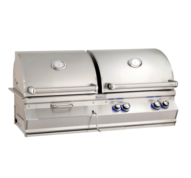 Fire Magic Aurora A830I 46-Inch Built-In Propane & Charcoal Combo Grill with Analog Thermometer – Outdoor BBQ Grill for Backyard, Patio, and Poolside Cooking – Fire Magic Grills A830I 7EAP CB