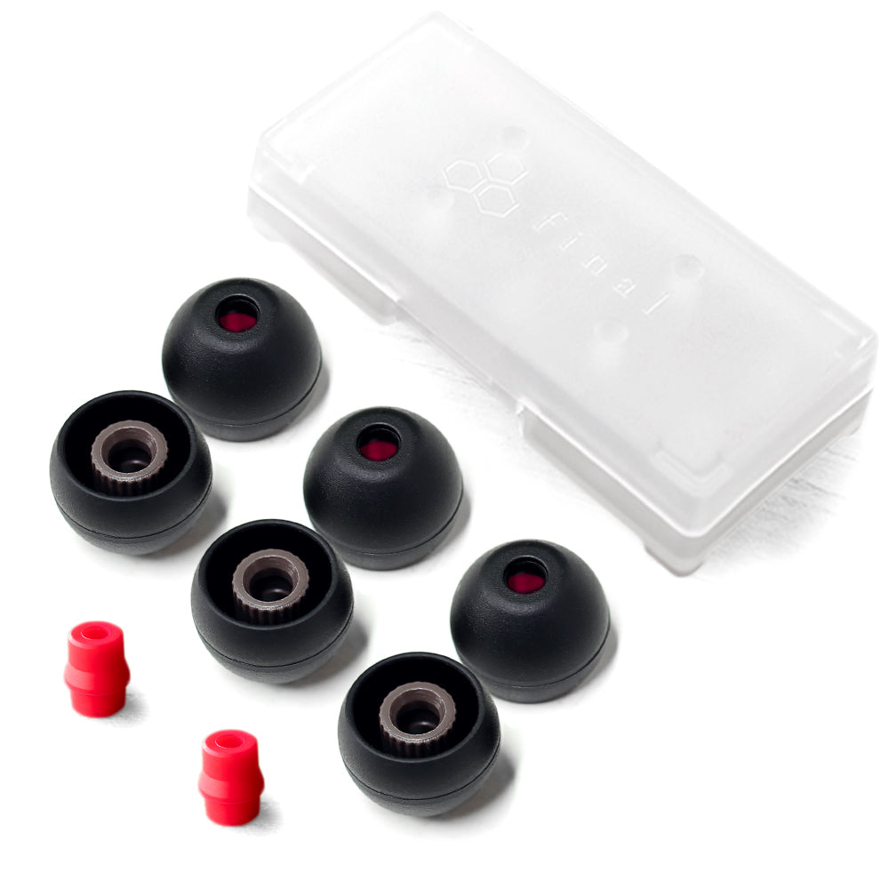 Final Audio Black & Red Silicone E-Tip Earbud Kit with Storage Case & Nozzle Adapter - Perfect for Wireless Earbuds, AirPods, and In-Ear Monitors