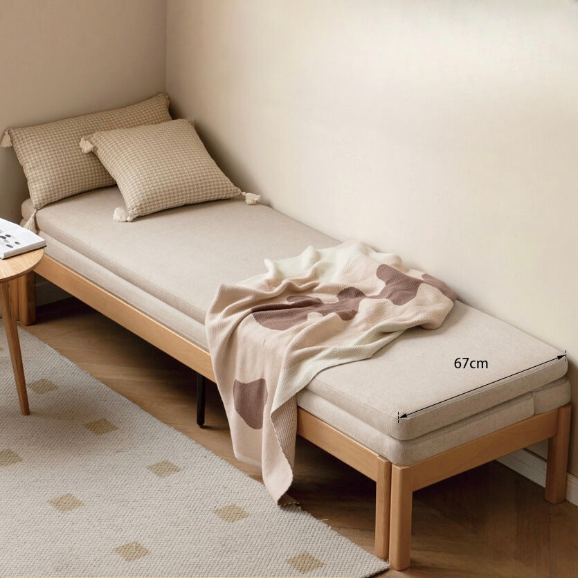 Solid Oak Wood Sofa Bed - Foldable, Multi-Functional, Adjustable for Small Spaces - Perfect for Living Rooms, Guest Rooms & Apartments