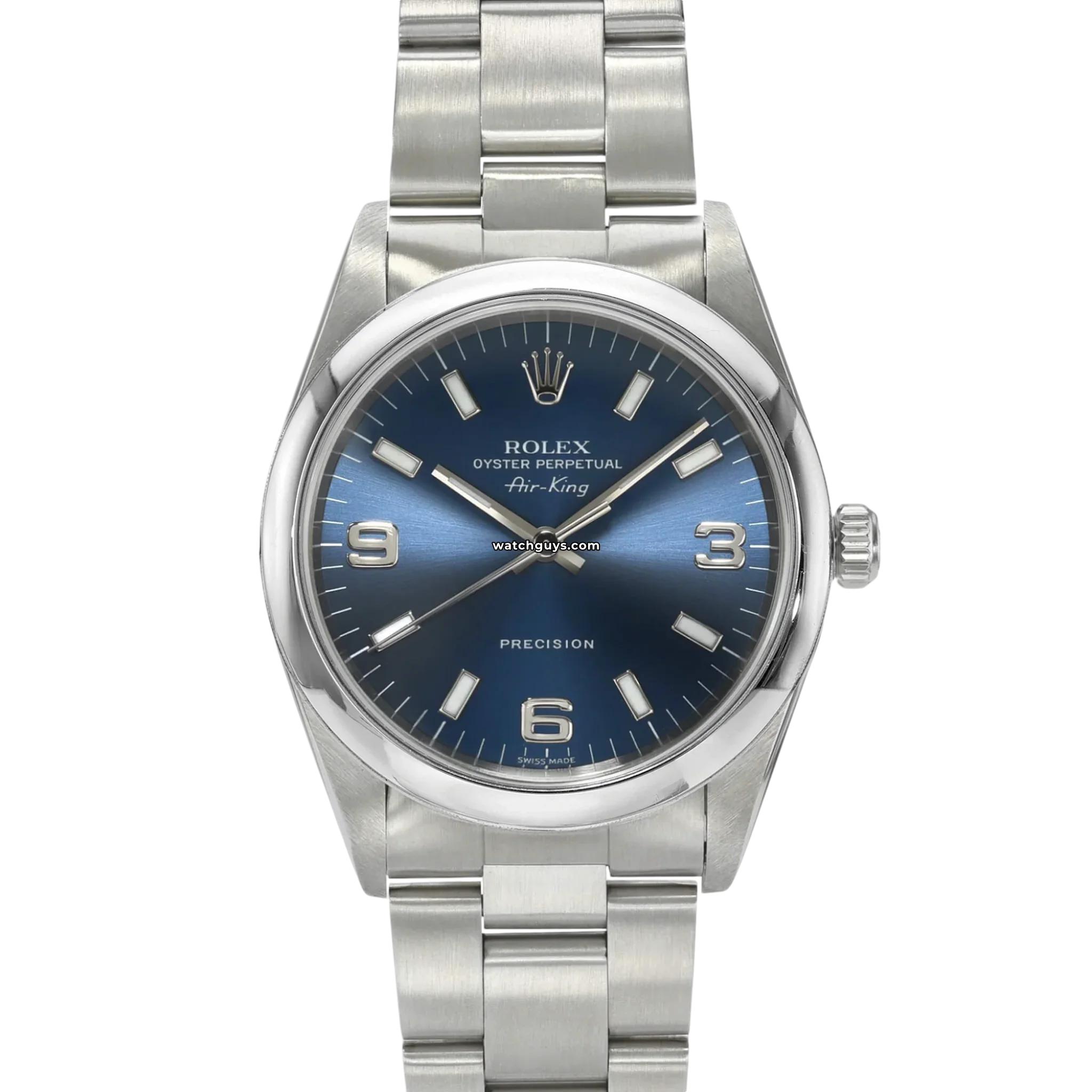 Rolex Air King 14000M Blue Dial Stainless Steel Men's Watch - Luxury Timepiece for Business, Gifts & Special Occasions