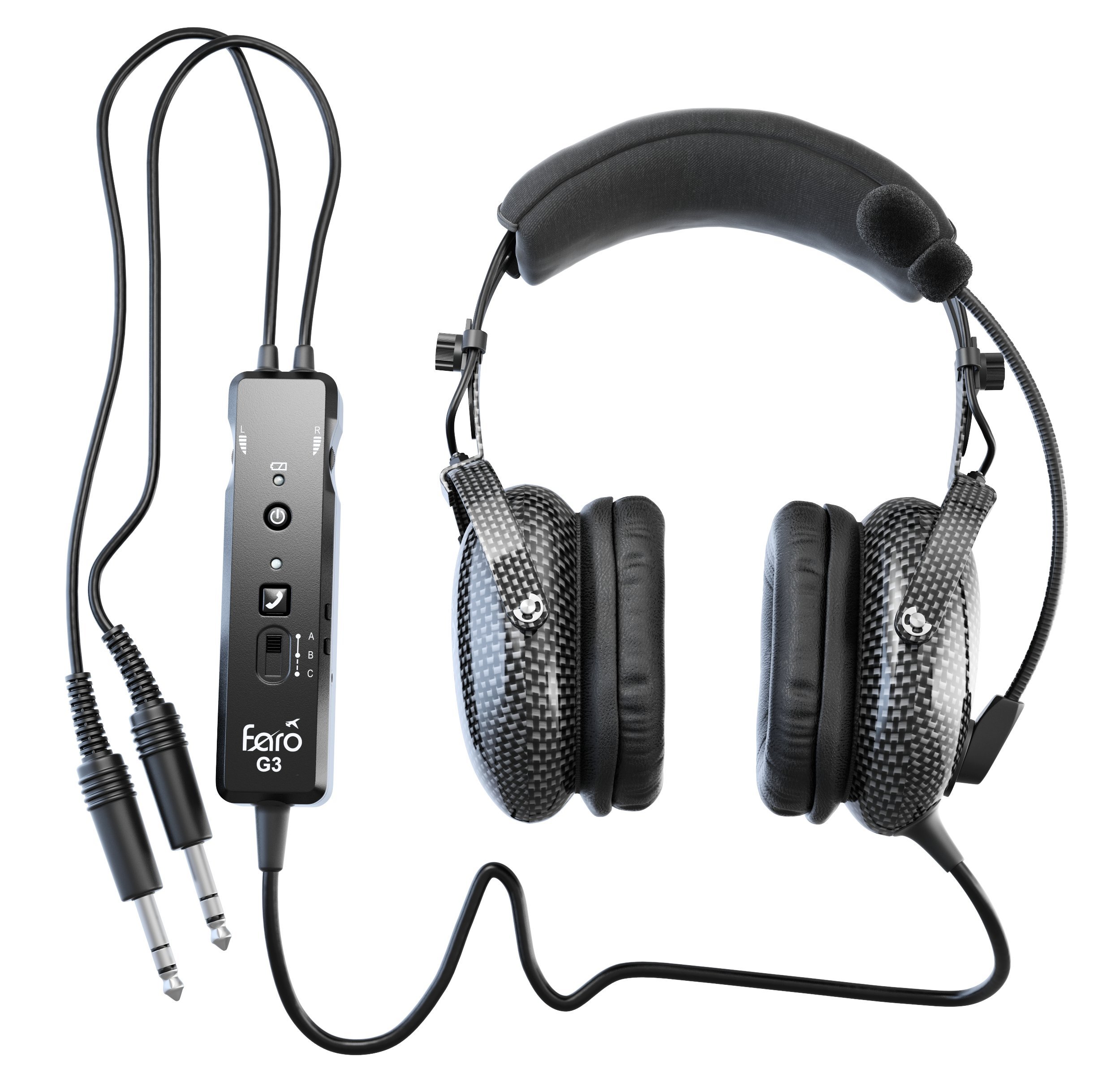 Faro G3 ANR Aviation Headset with Active Noise Reduction - Carbon Fiber Bluetooth Pilot Headset for Professional & Student Pilots - Perfect for Flight Training, Cockpit Communication & Air Traffic Control