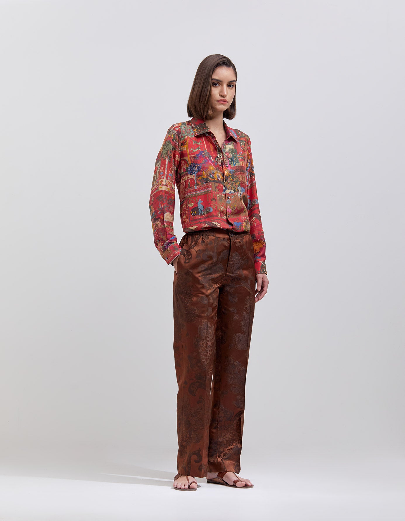 Premium Azaad Silk Damash Trousers in Caramel - Elegant Comfort for Special Occasions & Evening Events