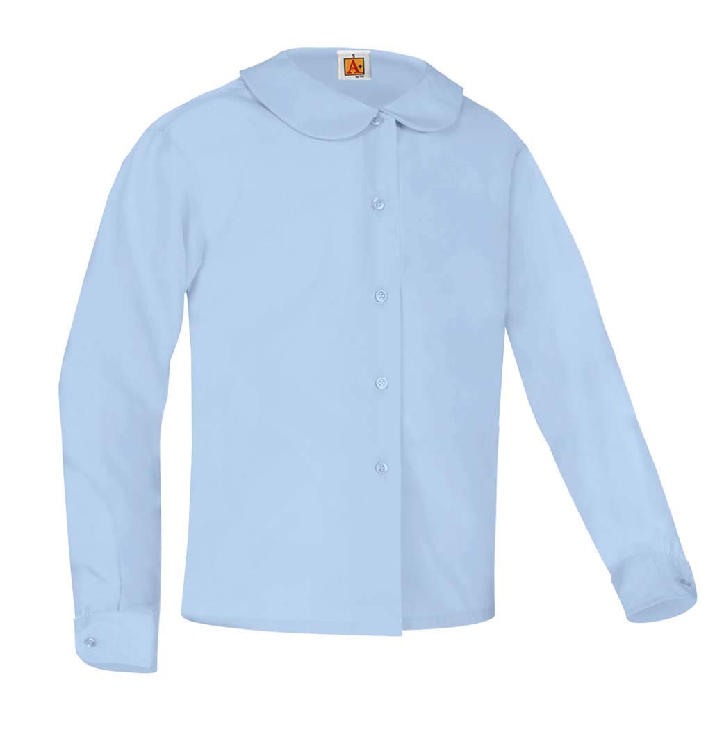 Averill's Sharper Uniforms Women's Peter Pan Collar Long Sleeve Broadcloth Blouse - Professional Work Shirt for Nurses, Waitresses & Office Wear