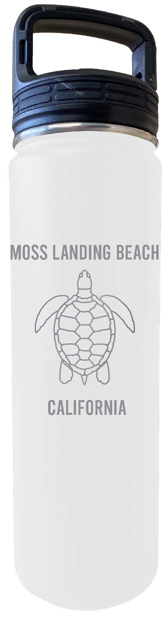 32oz Insulated Stainless Steel Water Bottle with Engraved Moss Landing Beach California Design - Double Wall Vacuum Insulation for Hot & Cold Drinks - Perfect for Travel, Hiking, Gym and Outdoor Activities