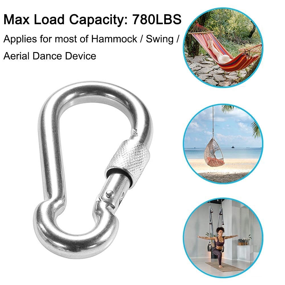 PROND Heavy Duty Locking Carabiners - 316 Stainless Steel Screw Gate Carabiner Hooks for Rock Climbing, Hiking, Camping & Outdoor Safety Gear