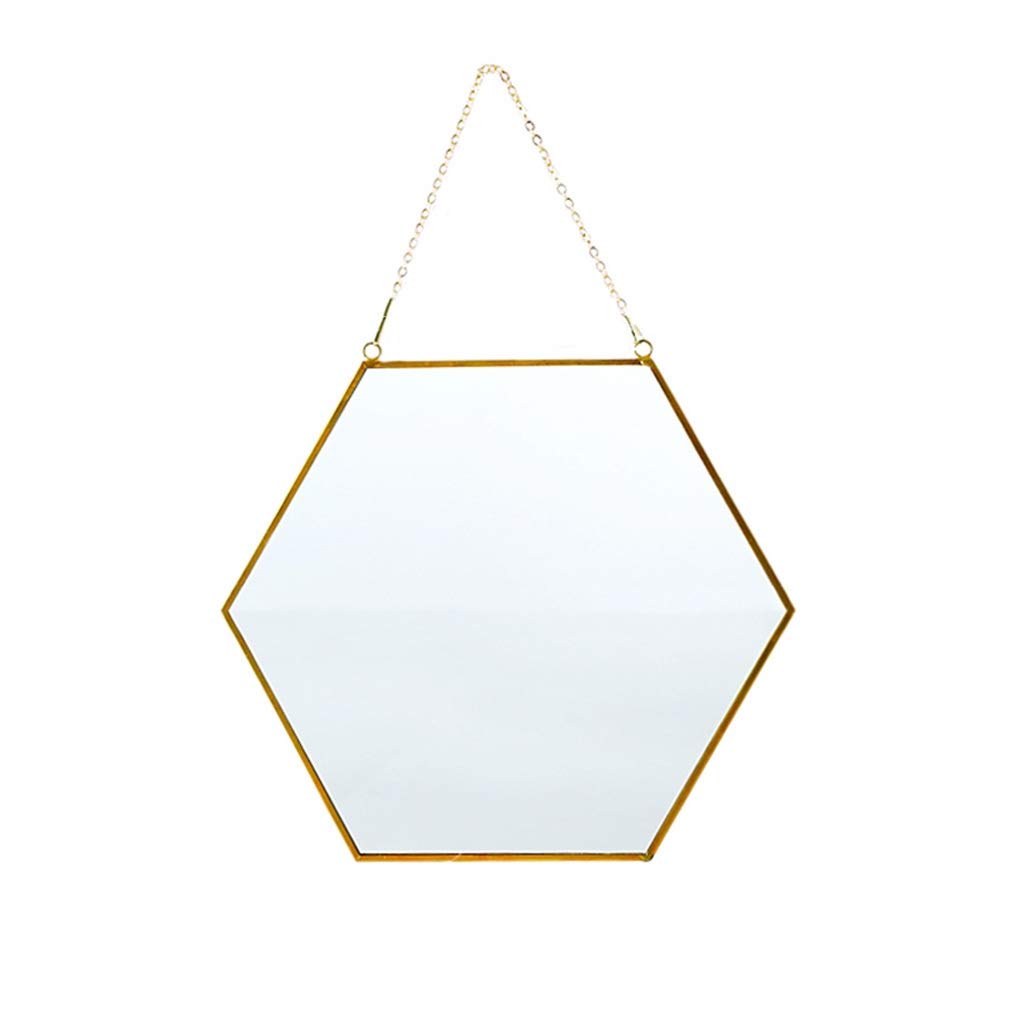 Polygon Bathroom Wall Mirror - Gold Border Decorative Mirror for Home, Hotel & Restaurant - Vanity Makeup Mirror for Girls & Women - Perfect for Bathroom, Bedroom & Dressing Room (Color: 4034CM)