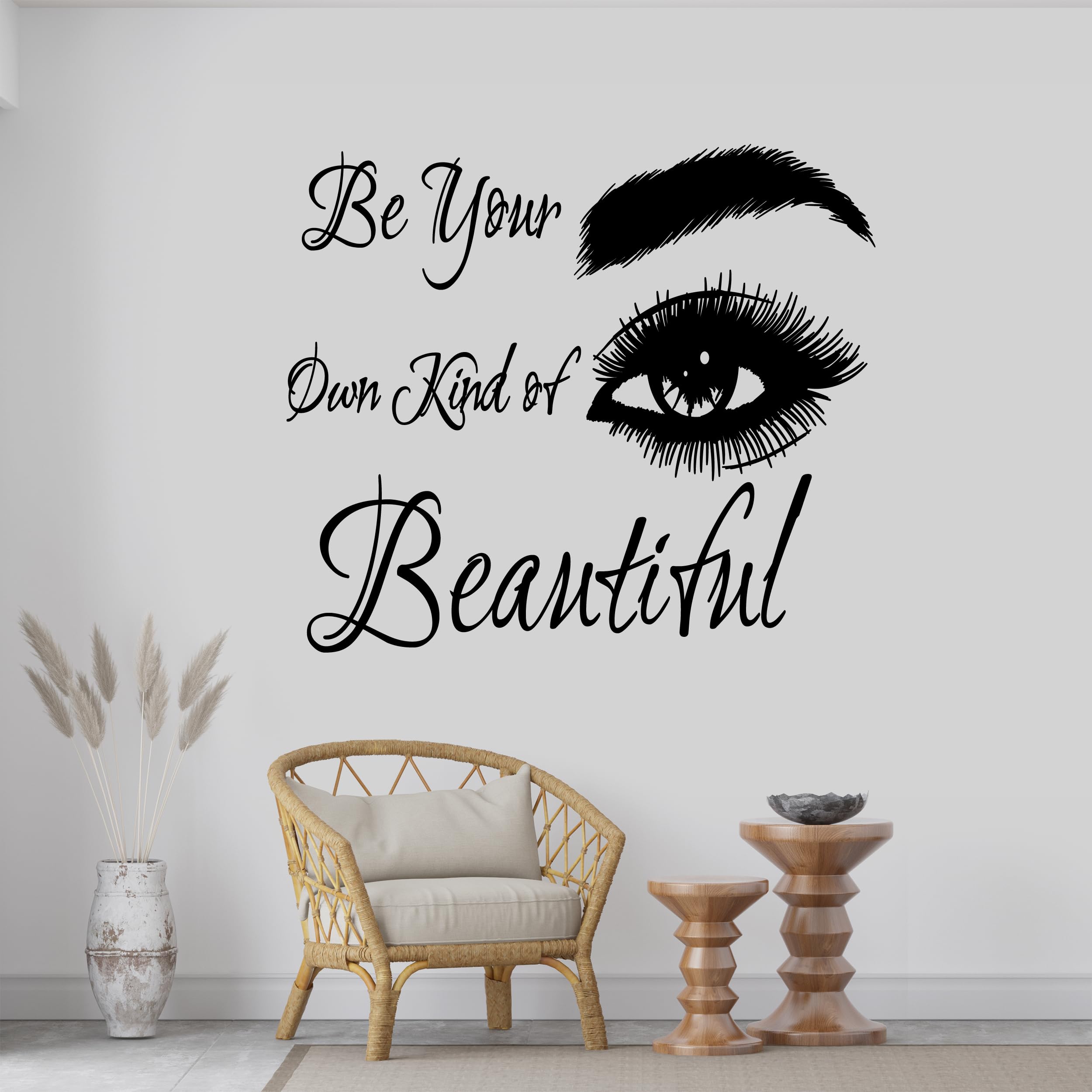 Be Your Own Kind of Beautiful - Eyelash Wall Decals for Salon Decor, Beauty Shop Wall Stickers, Lash Art Decoration - Perfect for Nail Salons, Spa Rooms & Makeup Studios