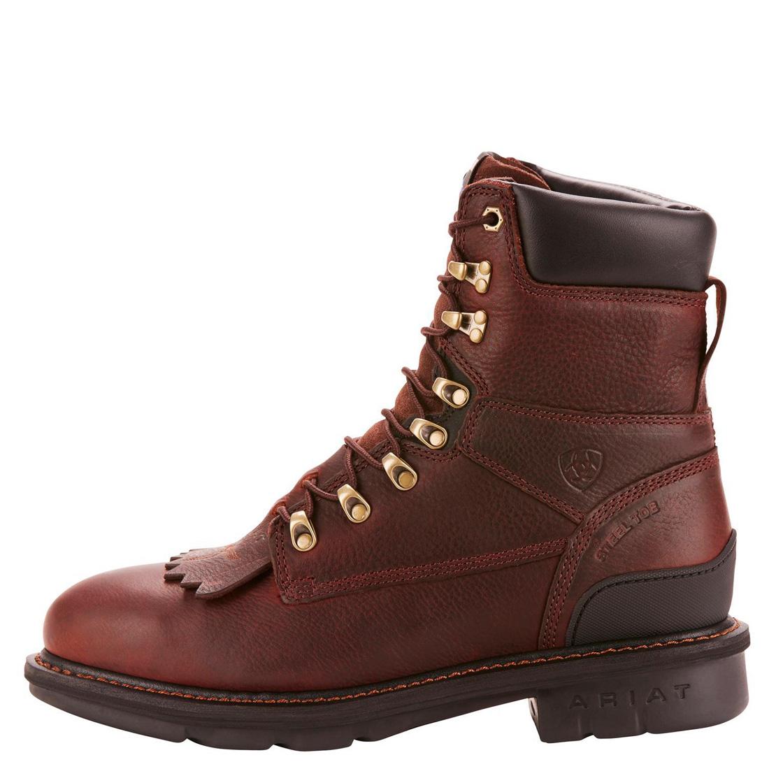 Hermosa XR 8 Inch Steel Toe Work Boots for Men - Redwood Safety Shoes - OSHA Compliant, Waterproof & Slip Resistant - Ideal for Construction, Warehouse & Outdoor Work