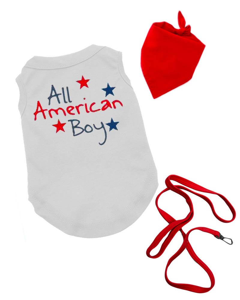 American Boy Dog Shirt - Patriotic Pet Apparel for Holidays & Events