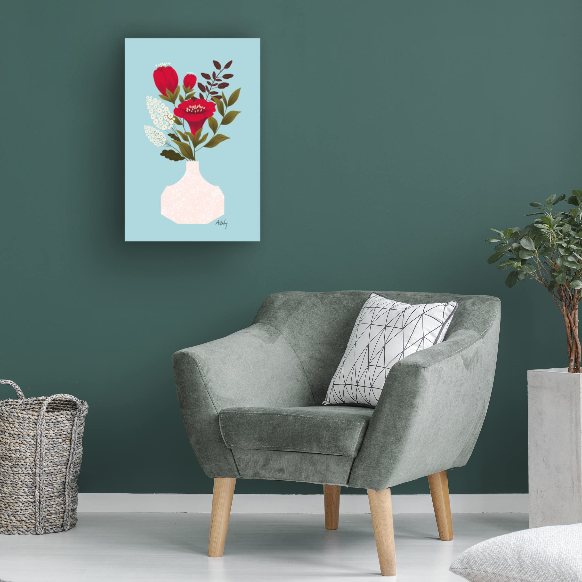 Annie Bailey Art 'Everything Lovely' Canvas Wall Art Print - Beautiful Floral Home Decor for Living Room, Bedroom & Office