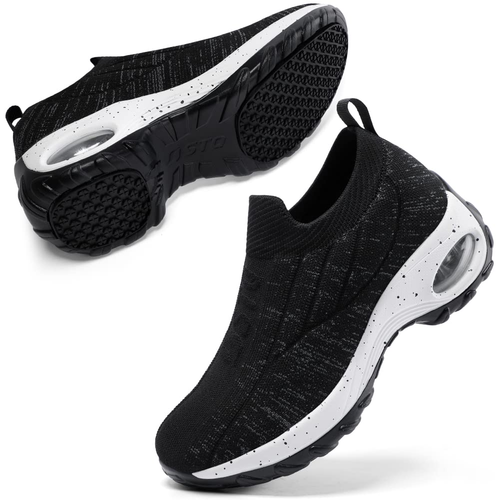 STQ Women's Slip On Breathable Mesh Walking Shoes - Fashion Sneakers with Comfort Wedge Platform for Casual Wear, Work & Travel