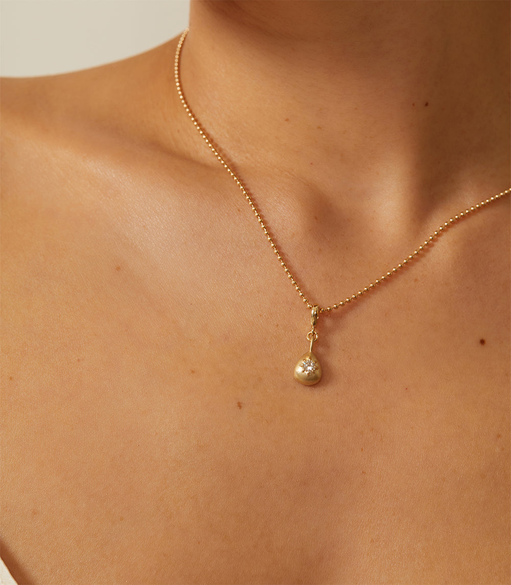 Hope Mini Pear Shape Diamond Charm Pendant Necklace - Elegant 14K Gold Dainty Jewelry for Women - Perfect for Anniversary, Birthday & Valentine's Day Gifts