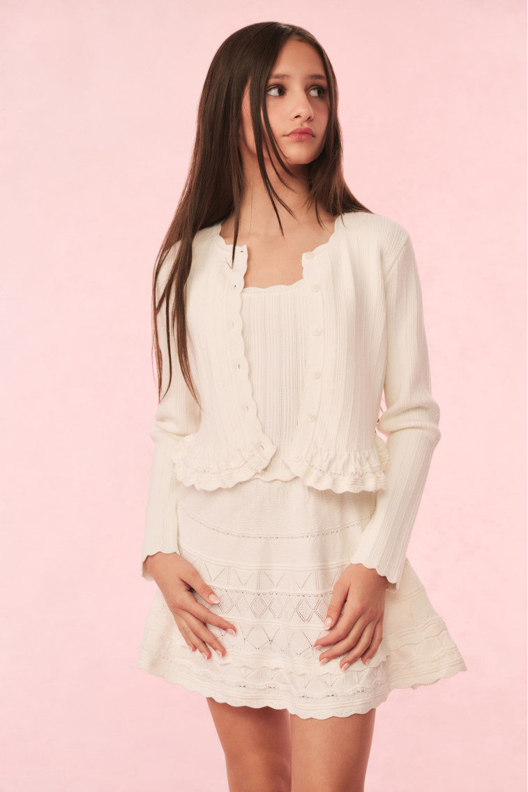 Girls Mari Knit Peplum Cardigan - Soft Chunky Knit Sweater for Girls | Cozy Fall & Winter Layering | Perfect for School, Parties & Family Gatherings