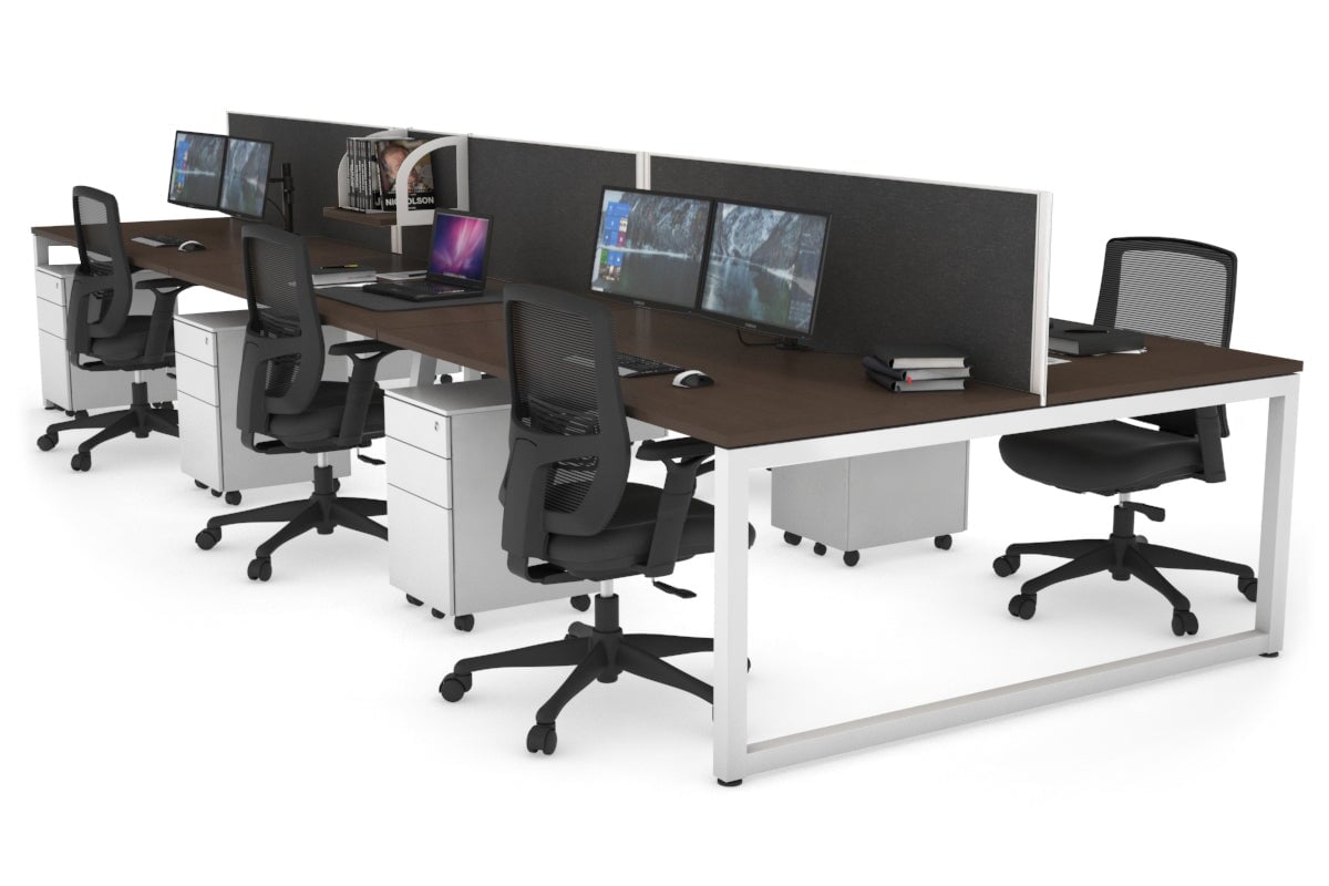 Quadro Loop Legs 6-Person Office Workstation - 1400L x 800W with Cable Management - Perfect for Open Office Layouts & Collaborative Workspaces
