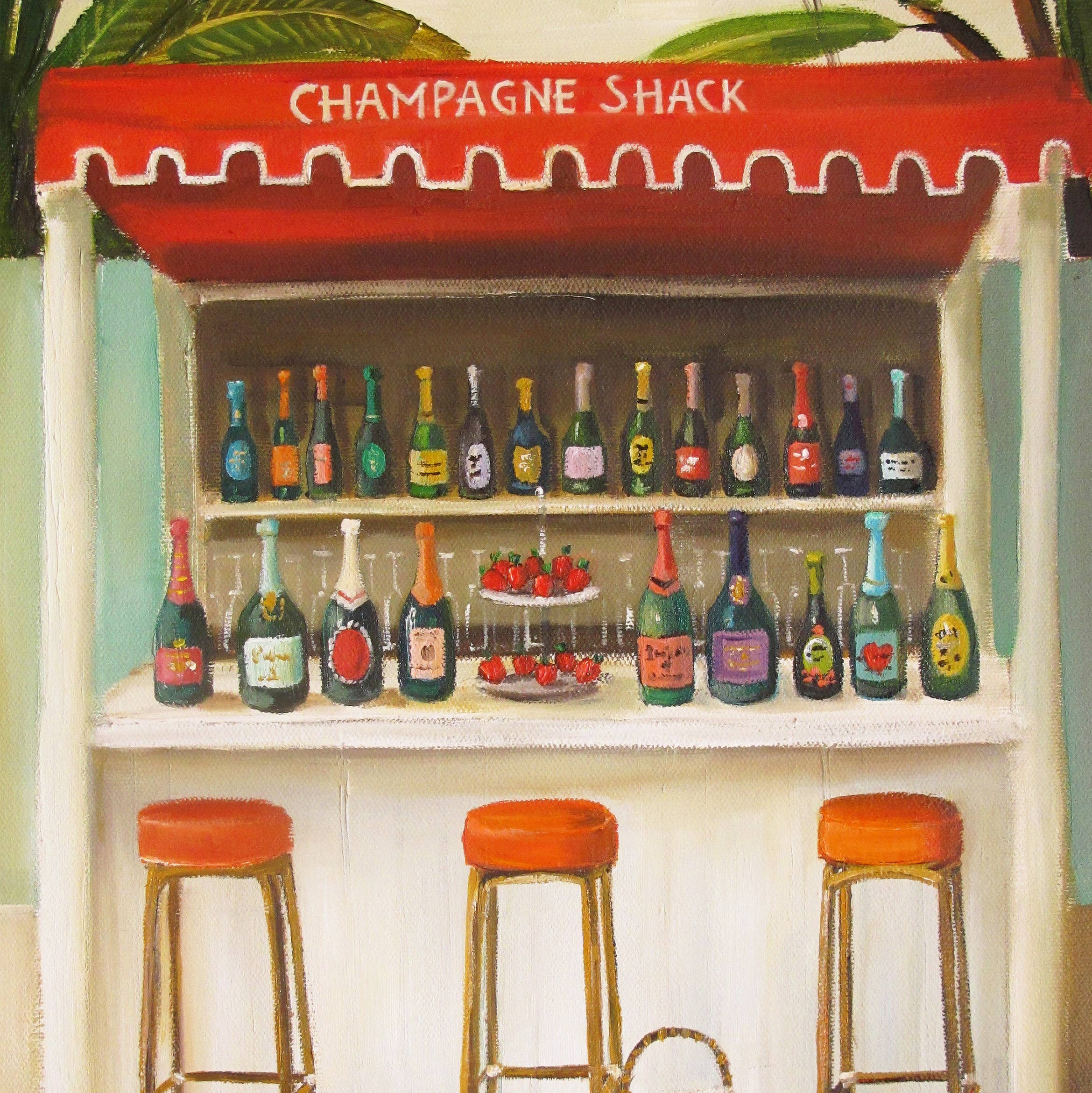 Janet Hill Champagne Shack Art Print - 8.5 x 11 Inches Framed Wall Decor for Living Room, Bedroom & Office