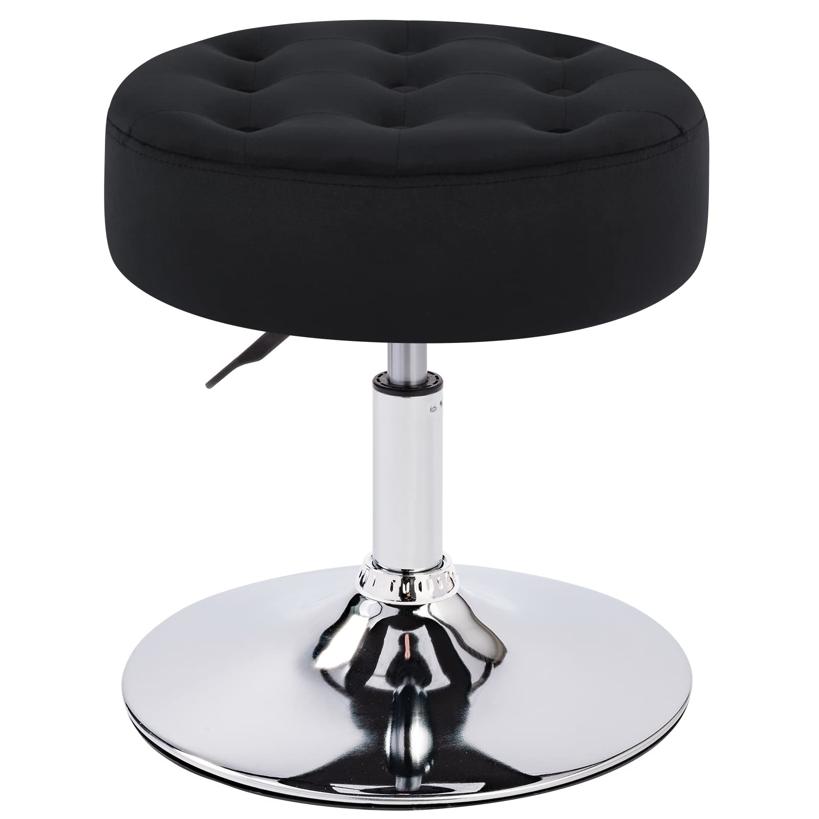 Modern Velvet Vanity Stool - Round Ottoman for Bedroom & Living Room