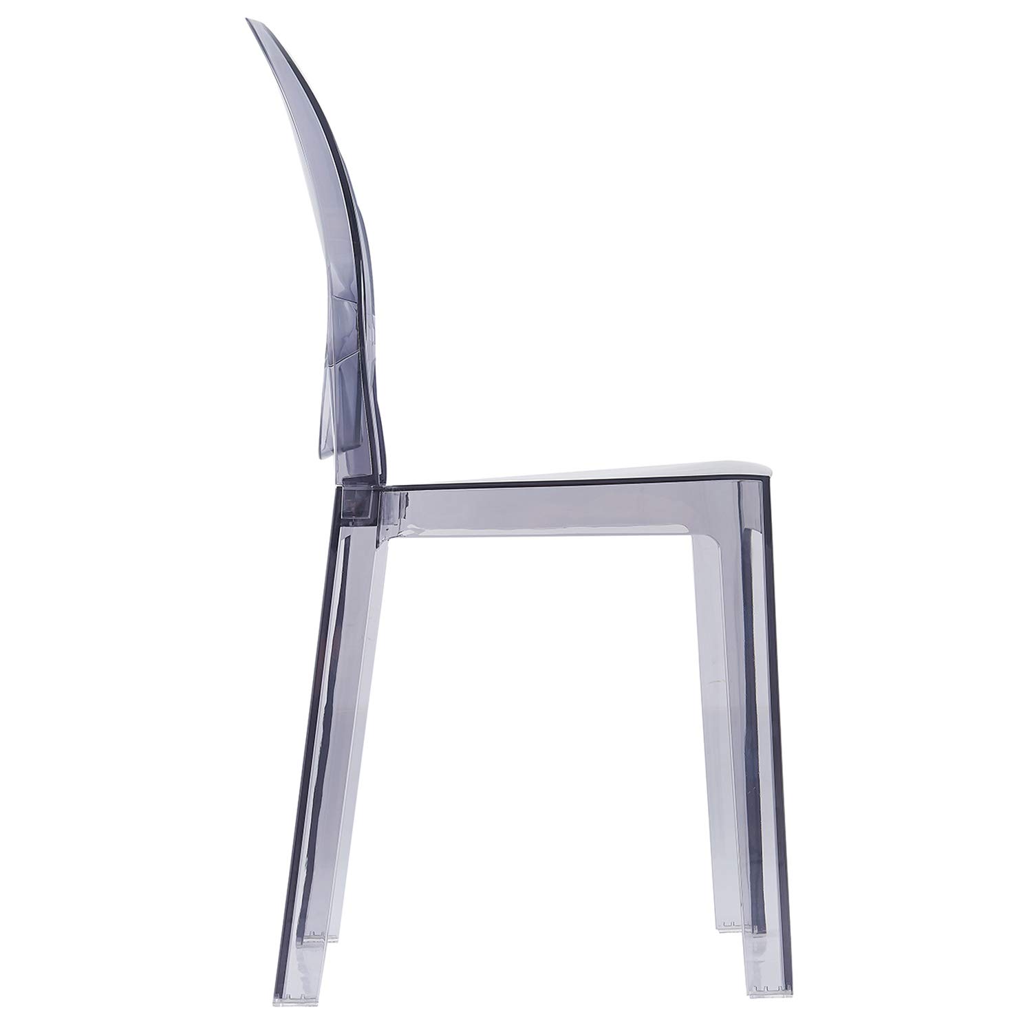 2xhome - Modern Ghost Side Chair in Gray Smoke, Mid Century Dining Room Chair, Armless Accent Seat for Lounge, Living Room, or Office - Single (Set of 1)