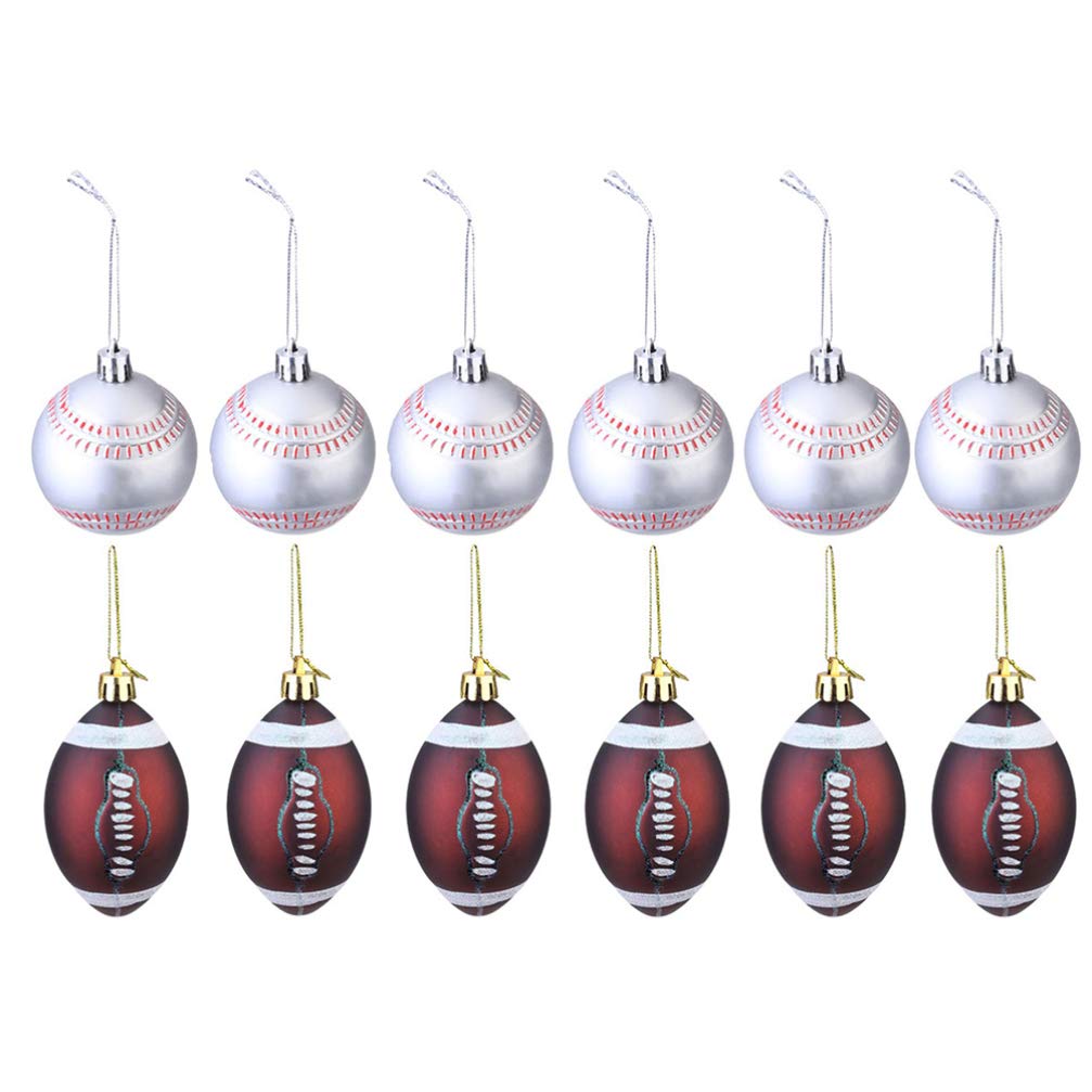 BESTOYARD 12-Piece Football Party Decorations Set - Sports Theme Tree Balls for Christmas, Holiday & Game Day Celebrations | Perfect for Football Themed Parties, Home Decor & Festive Gatherings