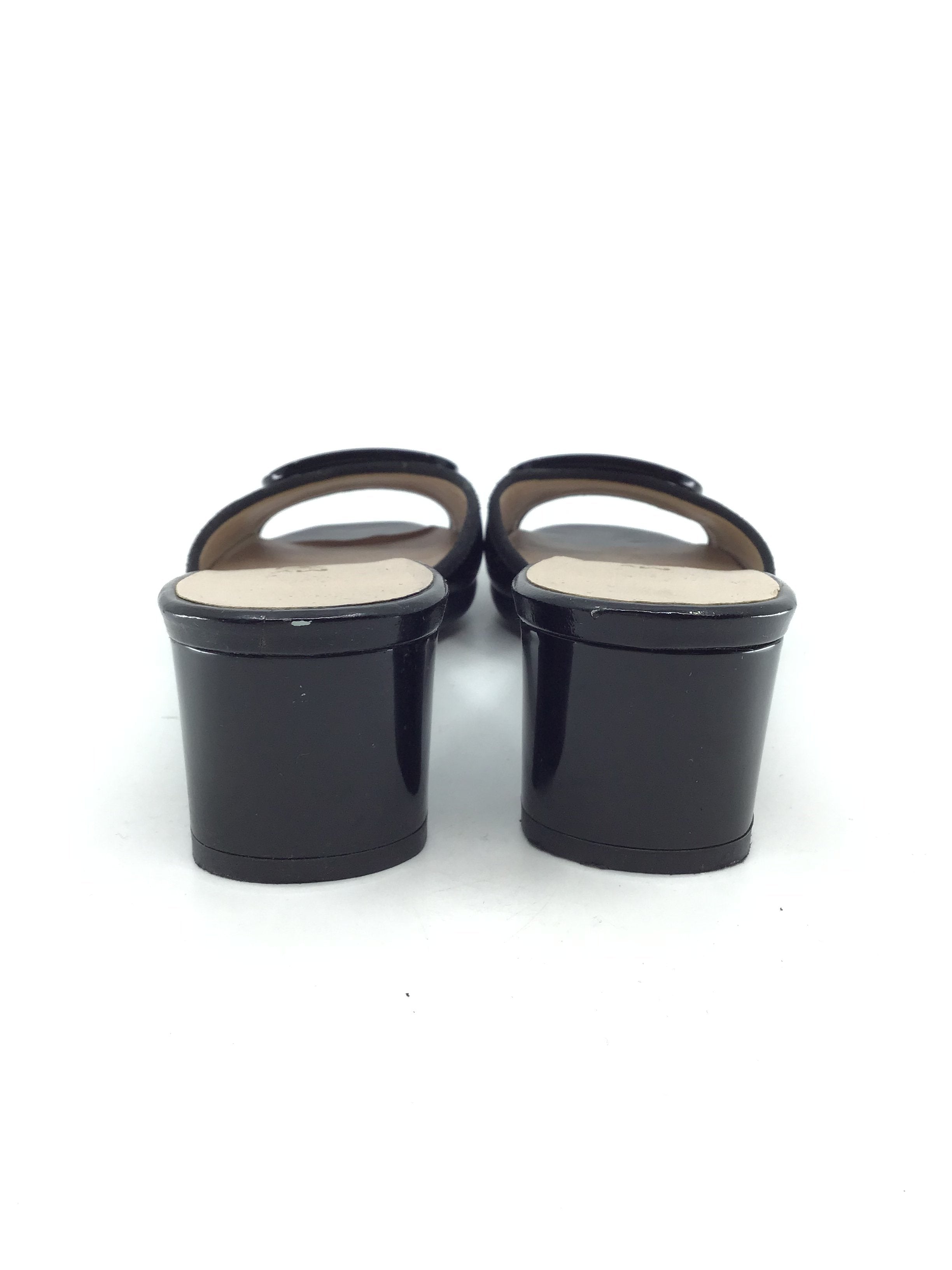 Salvatore Ferragamo Black Patent Leather Slide Sandals for Women - Luxury Designer Slides for Casual Wear, Beach & Summer Outfits
