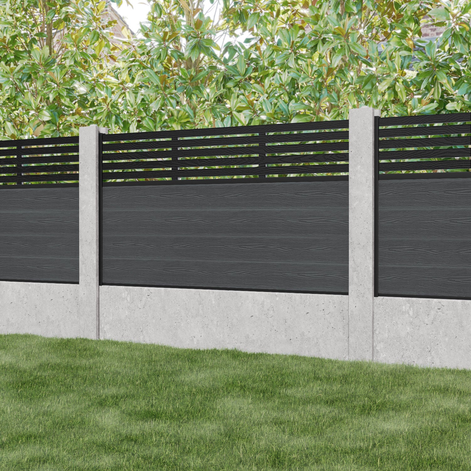 Dark Grey Classic Aspen Fence Panel for Concrete Posts - Durable Outdoor Privacy Fence for Backyard, Garden, and Patio