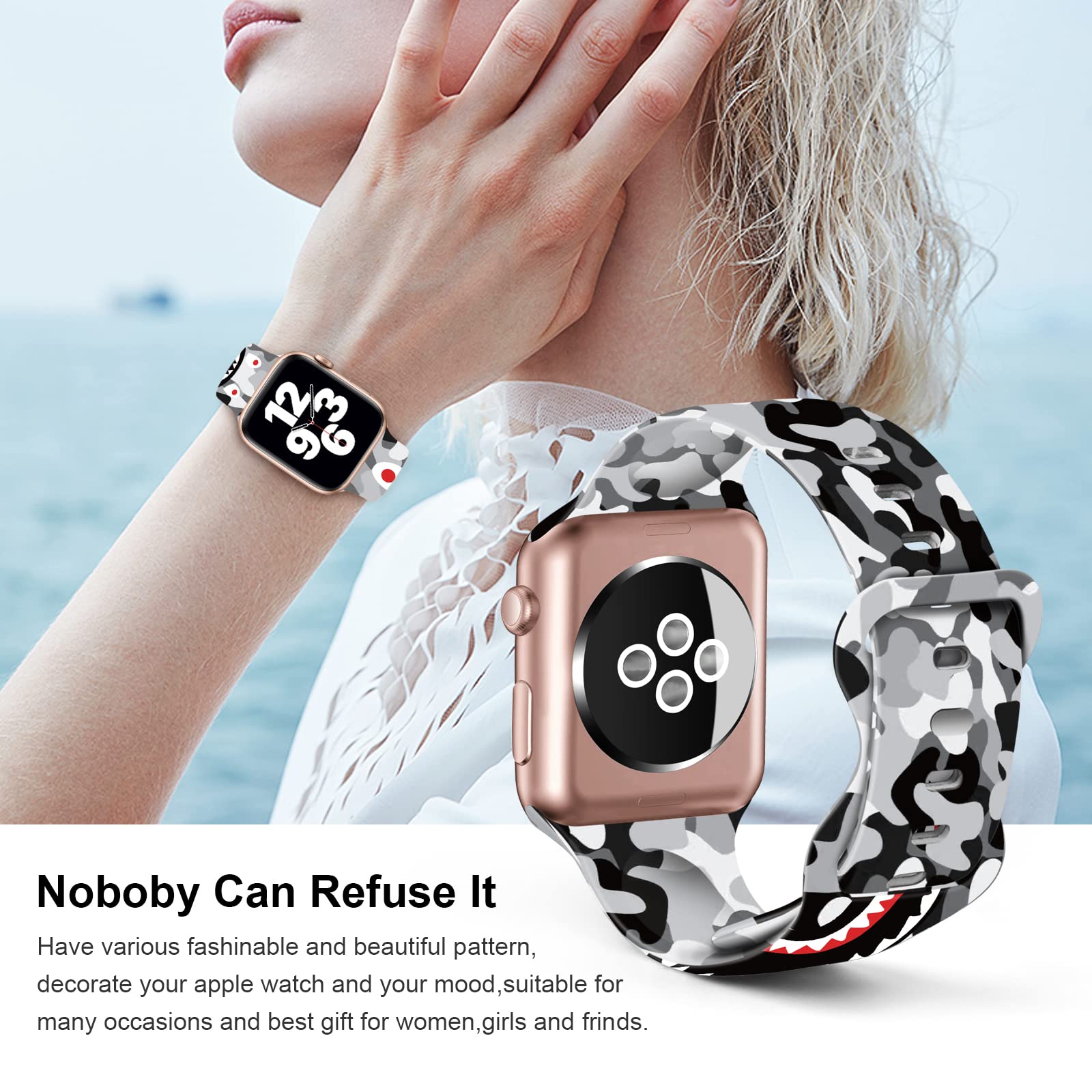 Soft Silicone Apple Watch Bands for 38mm/40mm/42mm/44mm - Sport Replacement Strap Compatible with iWatch Series 6/5/4/3/2/1/SE - Breathable & Durable for Running, Gym & Daily Wear