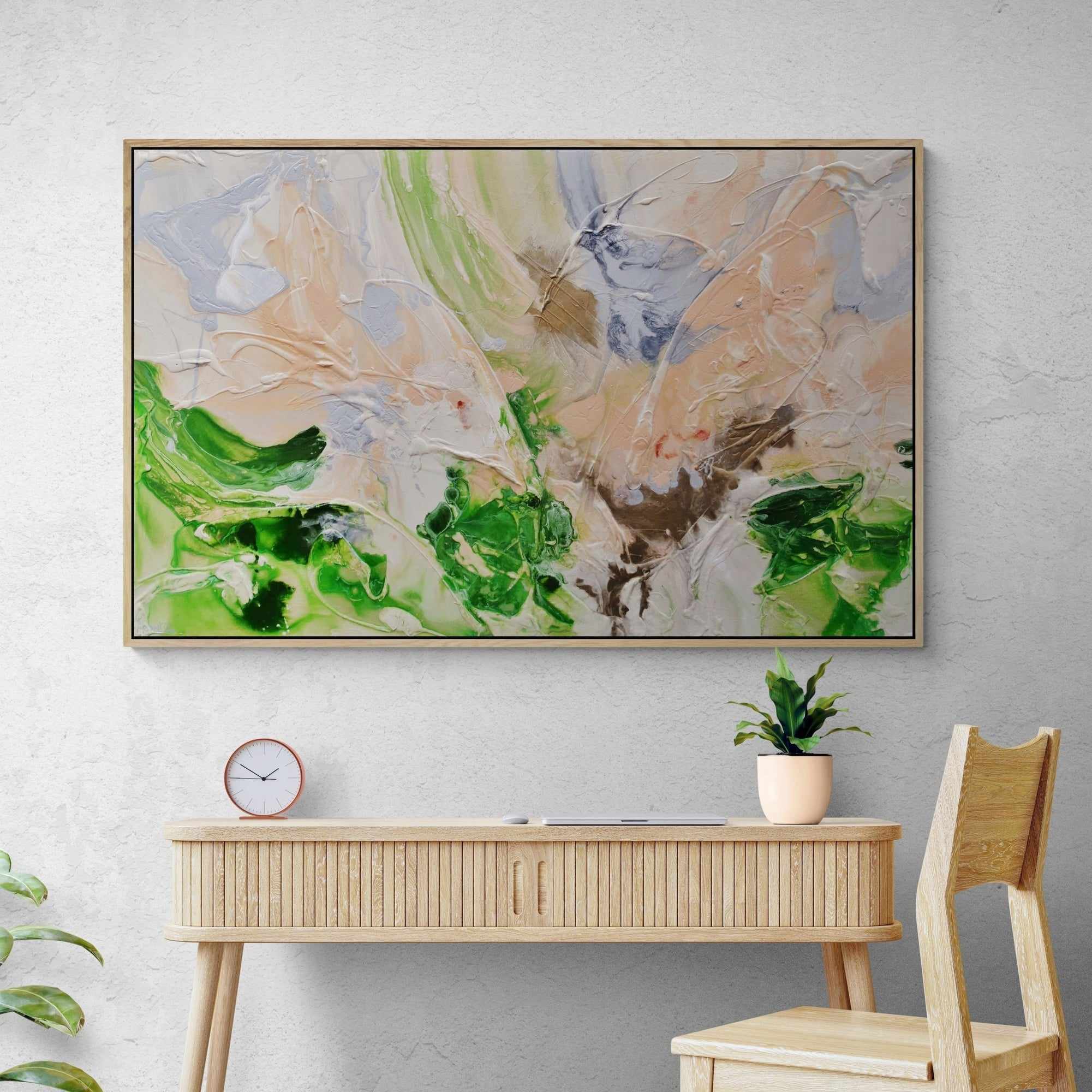 Nude By Design 160cm x 100cm Grey Green Textured Abstract Canvas Wall Art - Modern Home Decor for Living Room, Bedroom & Office