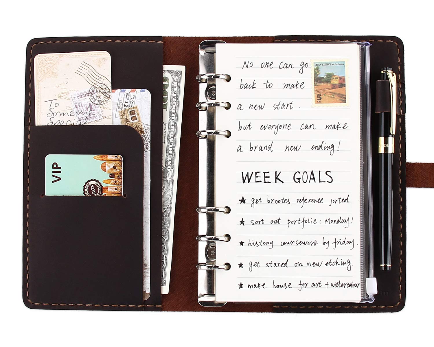 Premium Genuine Leather Journal Notebook - A6 Refillable Travel Diary with Ring Binder, Vintage Handmade Writing Notepad for Men & Women (Coffee Brown) - Perfect for Journaling, Note Taking, Travel Planning & Gift Giving