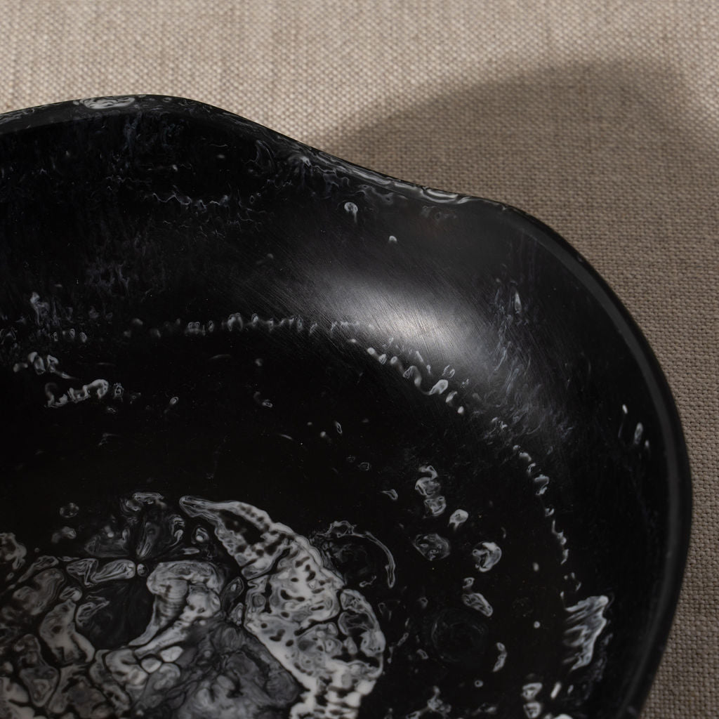 Premium Flow Resin Salad Bowl - Ash Black | Eco-Friendly & Durable Kitchenware for Serving, Entertaining & Healthy Dining