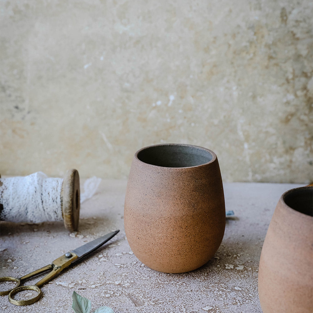 Handmade Round Ceramic Terracotta Cup for Coffee & Tea | Eco-Friendly Clay Mug for Home, Office & Outdoor Use | Perfect for Hot & Cold Beverages