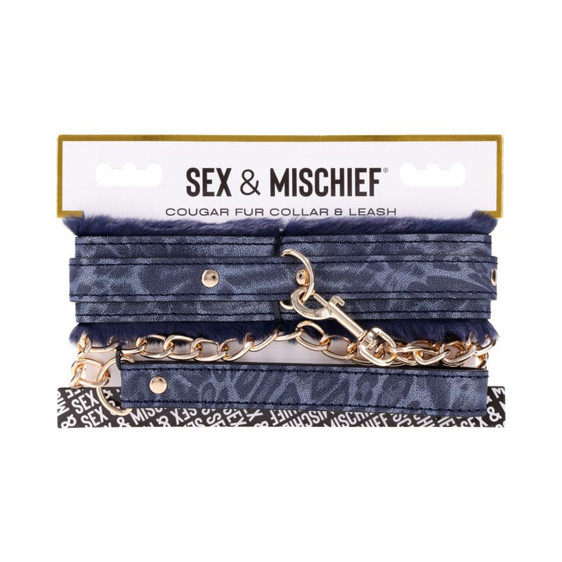 SS S&M Cougar Fur Collar & Leash Set - Faux Fur Pet Play Accessories for BDSM, Fetish & Role Play - Perfect for Costume Parties, Adult Play & Sensual Bondage Scenes