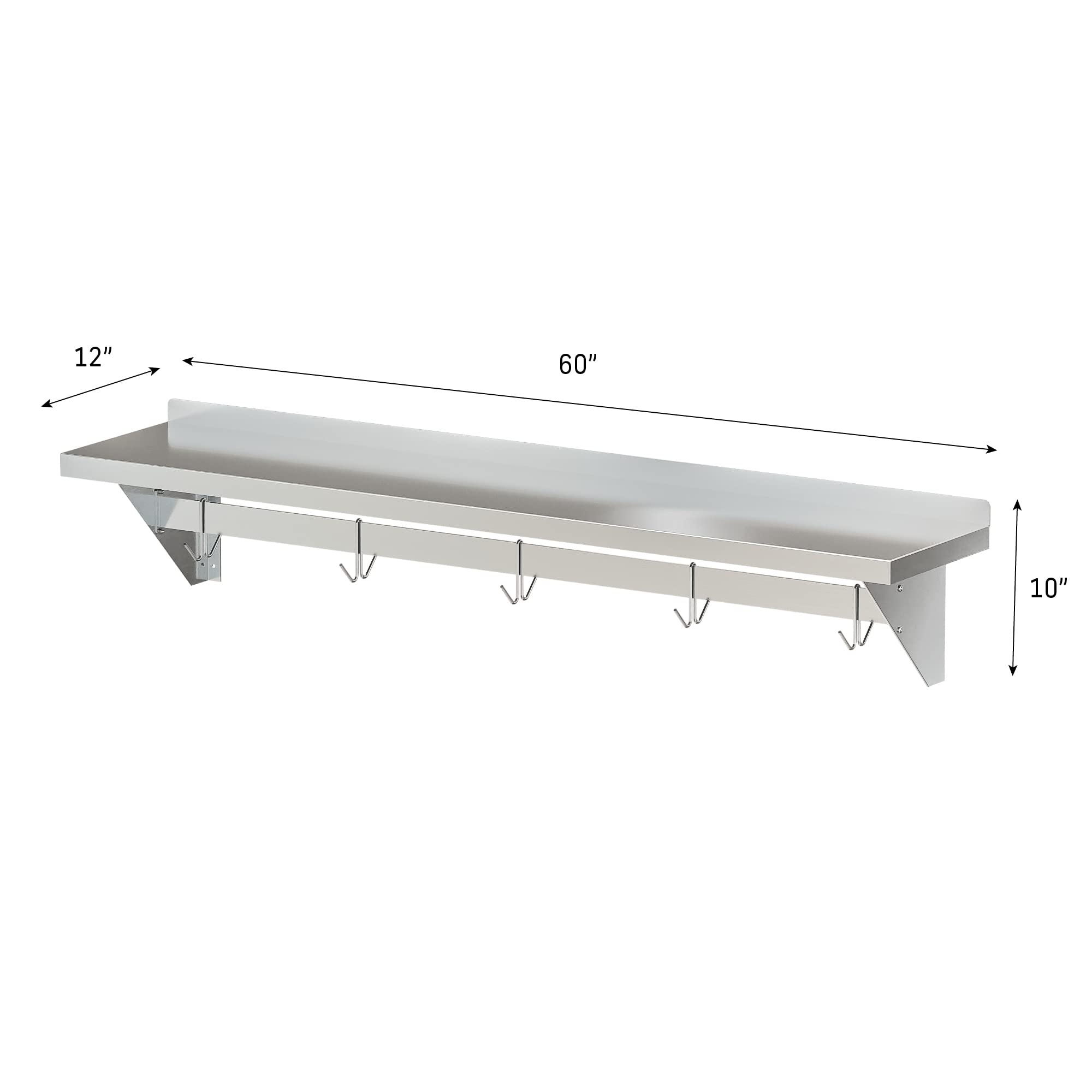 KoolMore Stainless Steel Wall Mounted Pot Rack Organizer - 12