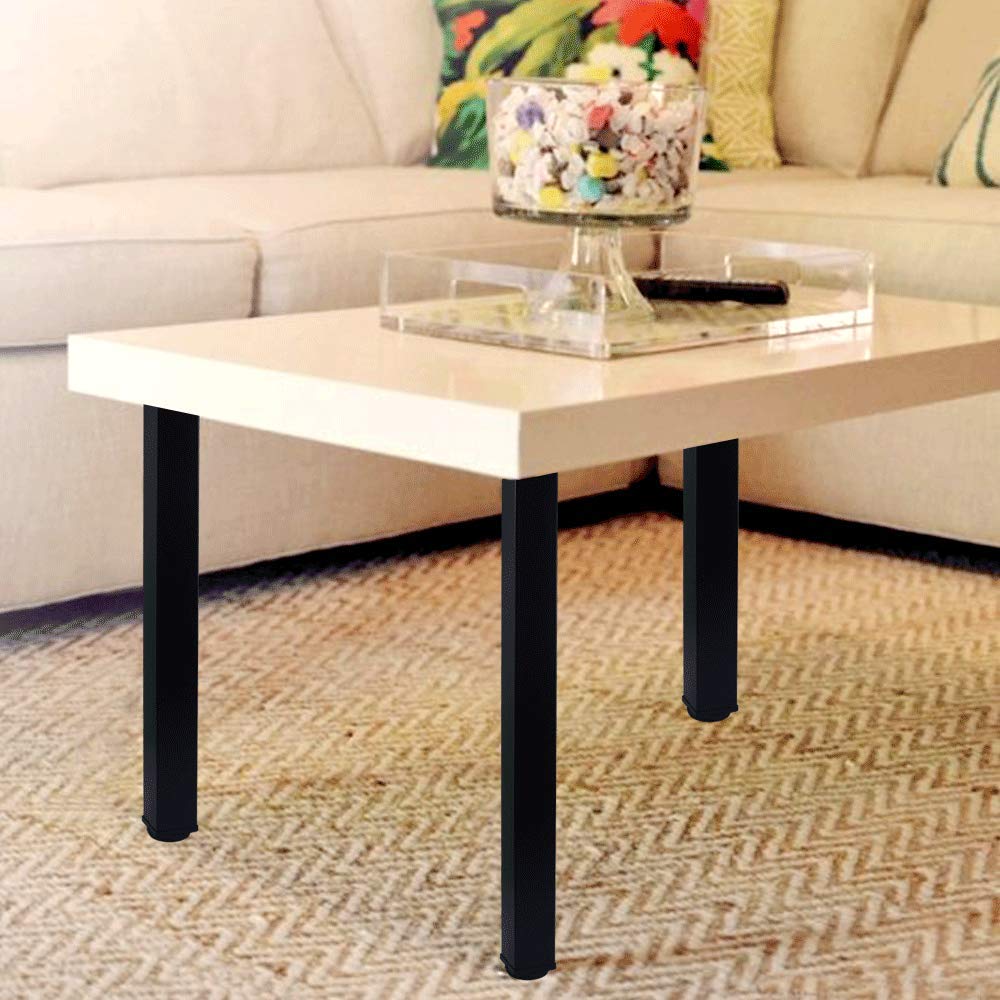 QLLY 20 Inch Adjustable Metal Table Legs - Square Office Desk Legs Set of 4 (Black) - Perfect for Modern Workstations, Dining Tables & DIY Furniture Projects