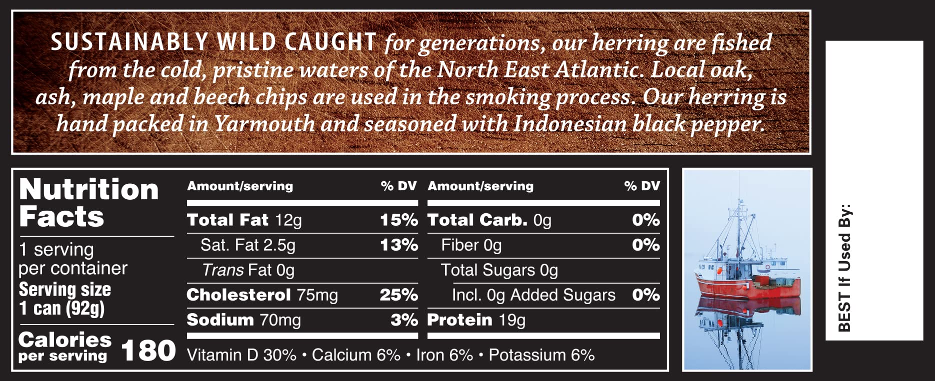 Premium Wild-Caught Kipper Snacks with Cracked Black Pepper | Natural, High-Protein Seafood | 3.25oz Cans (Pack of 18) | Perfect for Keto Diet, Camping & On-the-Go Snacking