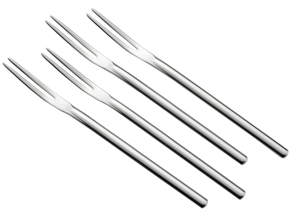 Yoshikawa 3072021 5.5 Inch (14 cm) Silver Dessert Forks Set of 4 - Elegant Oval Cut Design for Fine Dining, Tea Parties & Wedding Receptions