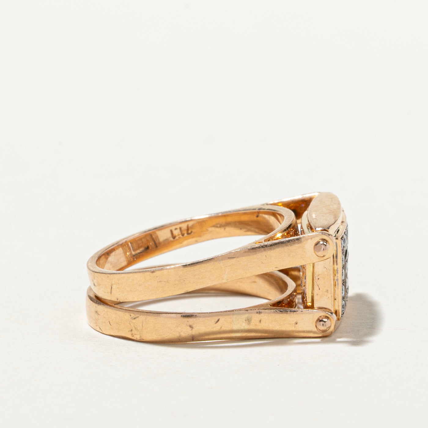 Flippable Diamond Geometric Ring for Women | 0.47ctw White Gold Stackable Band | Size 7.5 Wedding Engagement Anniversary Gift | Perfect for Everyday Wear & Special Occasions