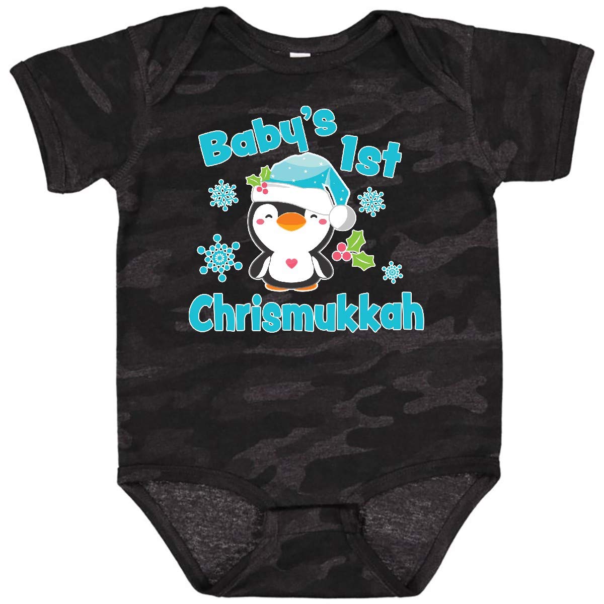 Inktastic Baby's 1st Chrismukkah Cute Penguin Baby Bodysuit - Soft Cotton Onesie for Holiday Celebrations, Family Photos & Newborn Gifts