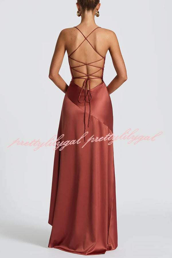 Elegant Solid Color Backless Lace-Up Ruffled Maxi Dress for Women | Summer Beach Party, Evening Cocktail & Special Occasion Wear