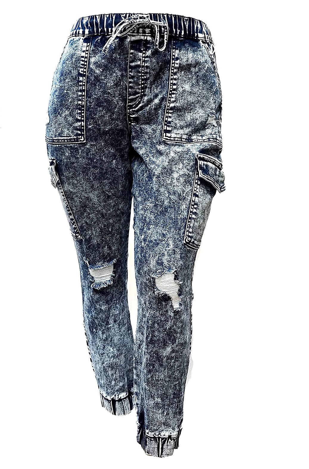 Jack David Women's Plus Size Camouflage Cargo Stretch Skinny Denim Jeans - High Waisted Jogger Pants for Casual Wear & Outdoor Activities