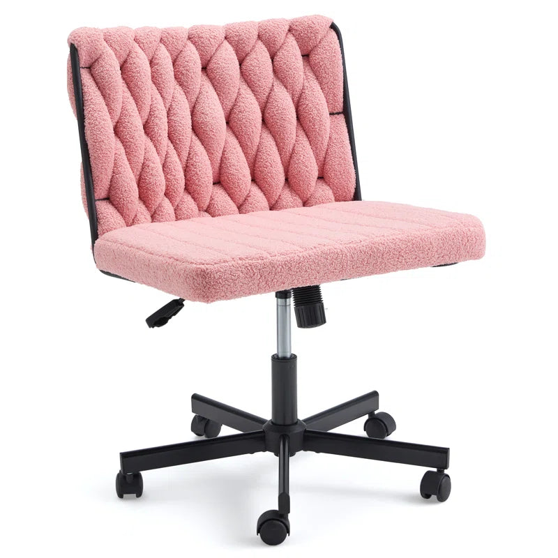 EROMMY Criss Cross Armless Rolling Chair - Height Adjustable Office Desk Chair for Work, Study & Relaxation - Pink Modern Swivel Chair for Home Office, Bedroom & Living Room (Perfect for Small Spaces & Ergonomic Comfort)