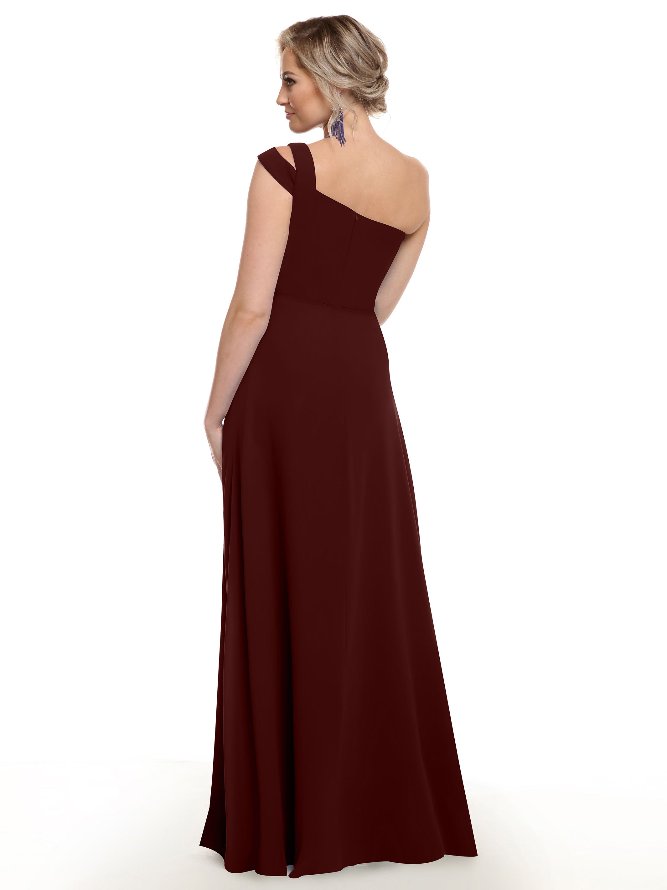 Elegant 80139 Chiffon A-Line One Shoulder Bridesmaid Dress with High Slit - Perfect for Weddings, Prom & Formal Events