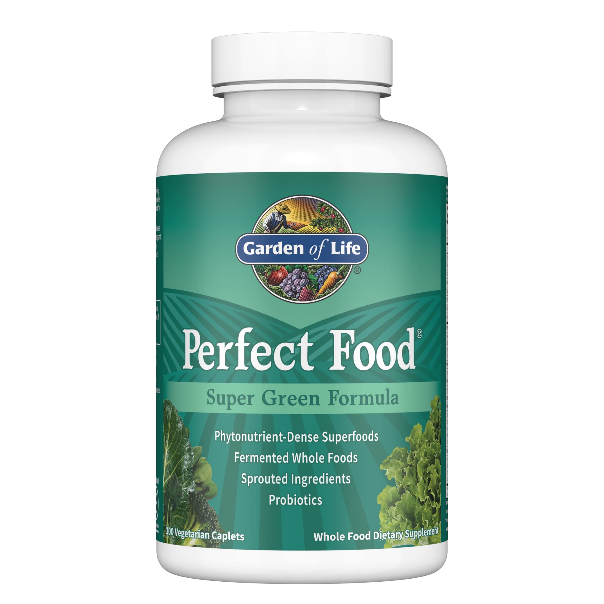Garden of Life Whole Food Vegetable Supplement - Organic Green Superfood Powder with Probiotics & Enzymes, 300 Capsules for Daily Detox & Immune Support - Perfect for Smoothies, Juices & Healthy Lifestyle