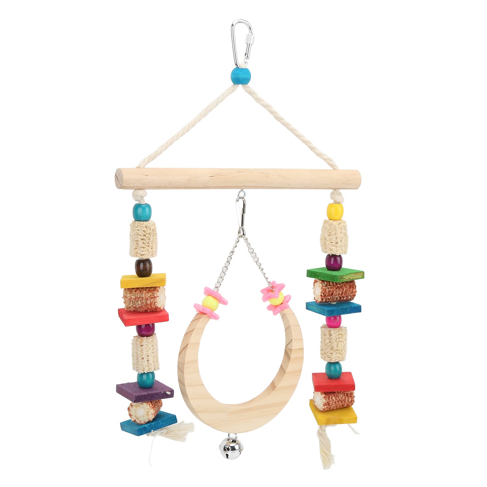 Natural Wood Corn Cob Parrot Chewing Toys & Swing - Hanging Bird Cage Accessories for Small Parrots, Budgies, Macaws, Conures, Finches | Perfect for Playtime, Exercise & Beak Health in Aviaries & Home Cages