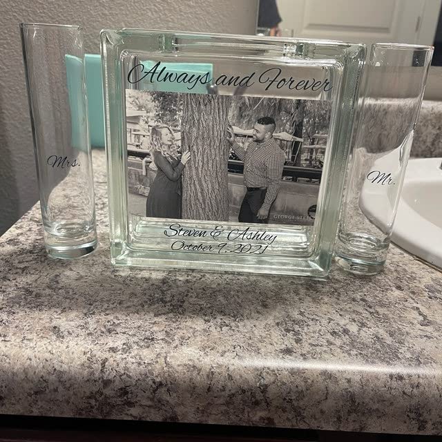 Personalized Unity Sand Ceremony Kit for Weddings - Glass Set with Lid, Sand & Ink Printed Design | Blended Family Wedding Ceremony, Unity Candle Alternative (Design 3) | Perfect for Wedding Vows, Anniversary Celebrations & Family Bonding Moments
