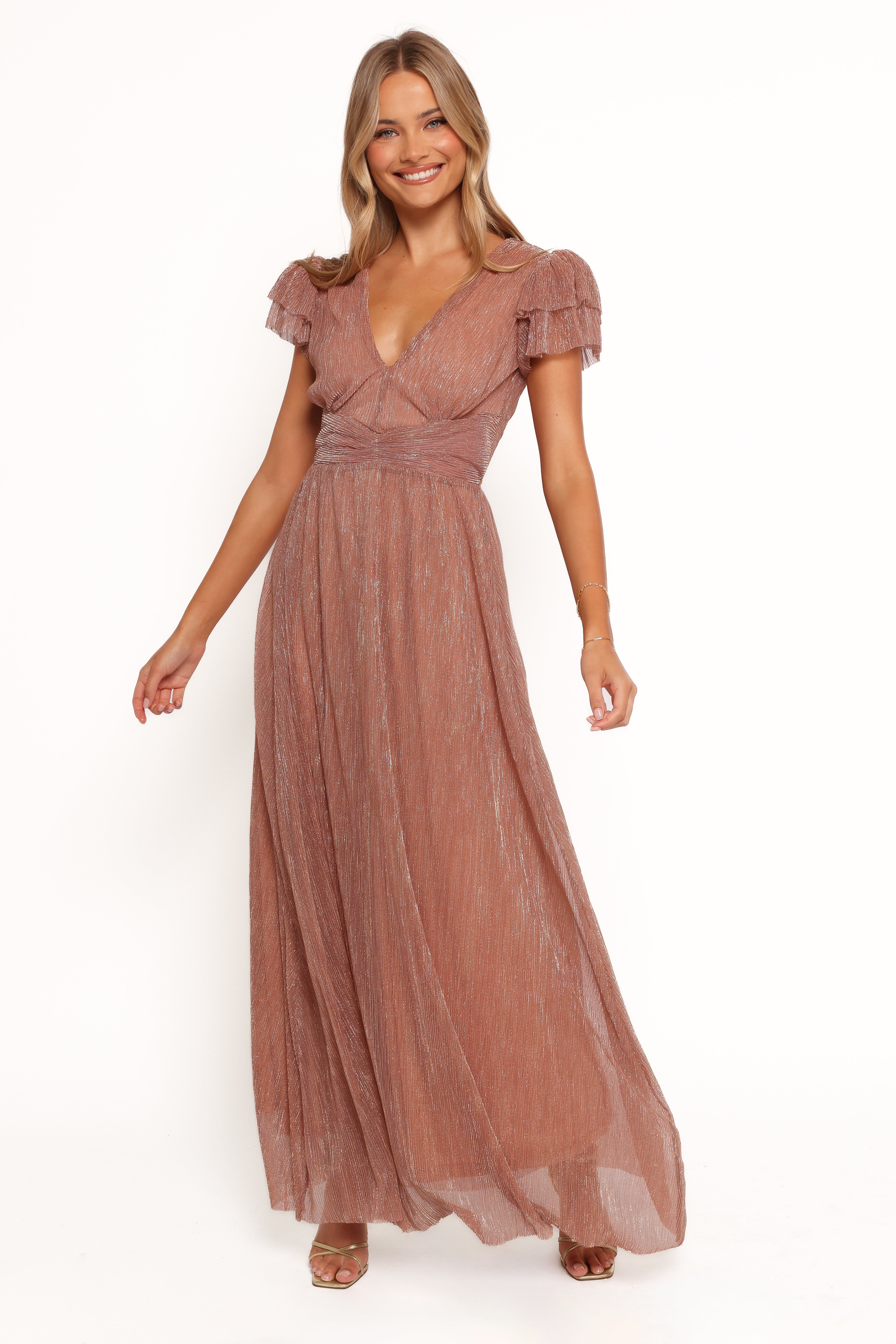 Cressida Maxi Dress in Rose Gold - Elegant Long Flowy Dress for Women, Perfect for Weddings, Parties & Summer Outfits