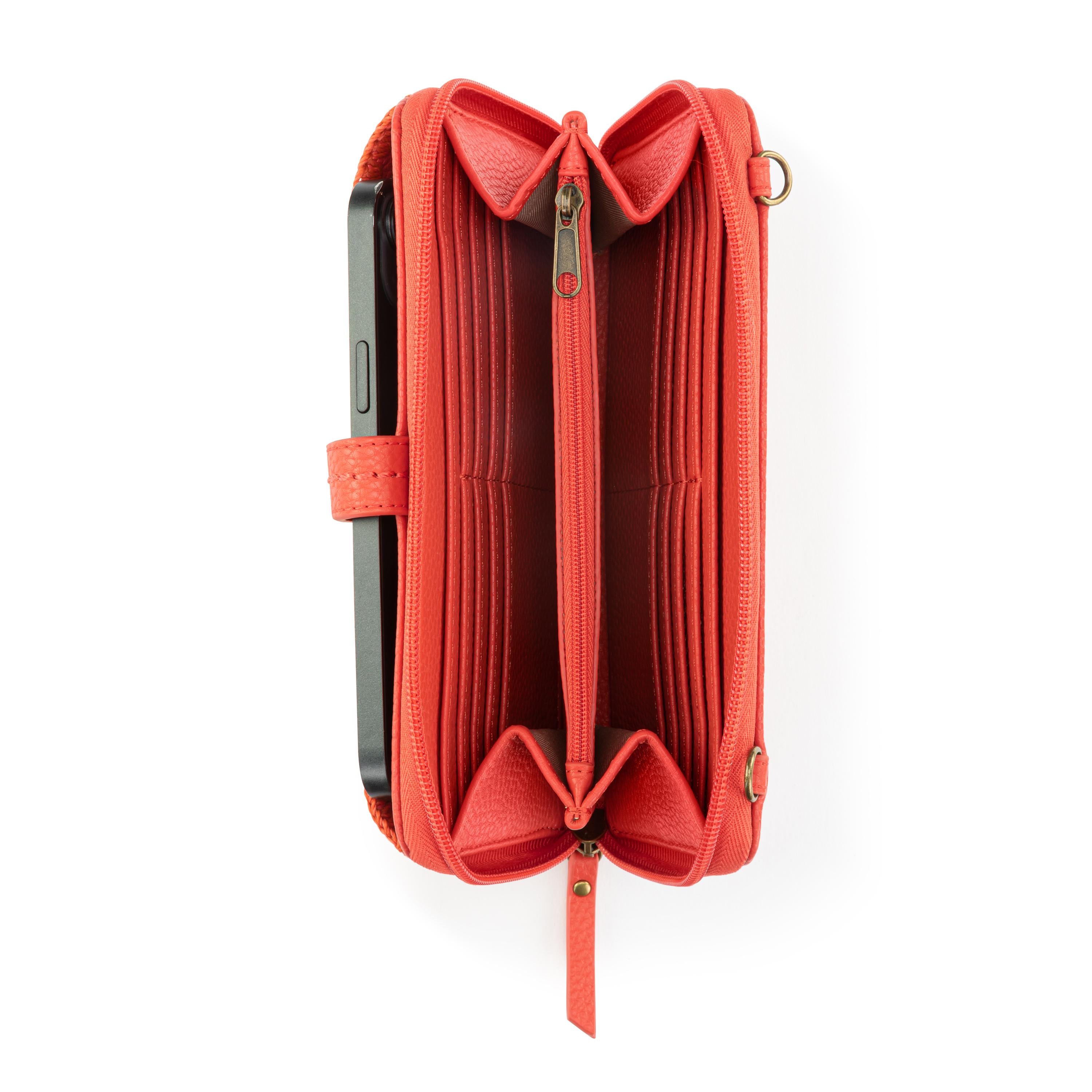 Premium Leather Iris Smartphone Wallet in Cayenne - Slim RFID Blocking Card Holder for iPhone & Android - Perfect for Travel, Work & Everyday Use